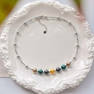 [ N1048 ] - Vòng Cổ, Chuỗi Hạt, Dây Chuyền Ngọc Nhân Tạo Xám Vàng Xanh Kem Sang Trọng Cho Nữ