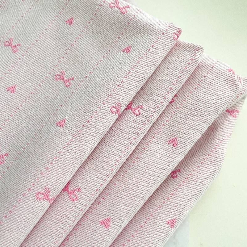 Nơ Tình Yêu Jacquard từ denim nhuộm polyester cotton, phù hợp làm phụ kiện handmade cho quần áo và hành lý, 0.5 mét