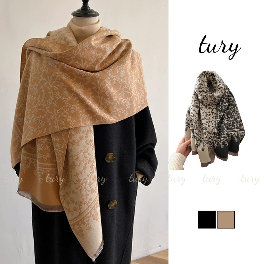 Khăn Quàng Cổ Len Unisex Nam Nữ - Tury - Khăn Len Choàng Cổ Phối Hoa Nhí - LN083