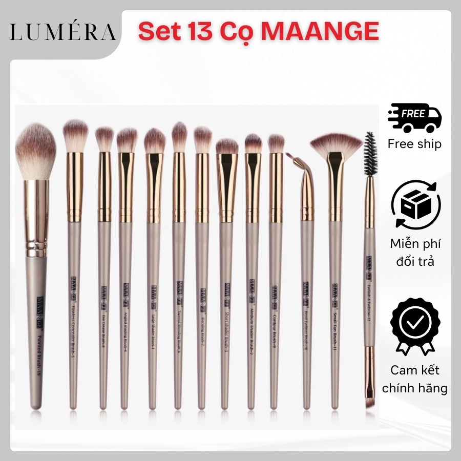 [HOẢ TỐC] Bộ 13 Cọ Trang Điểm MAANGE Chuyên Nghiệp Lông Cọ Mềm Dễ Vệ Sinh Thân Thiện Với Môi Trường