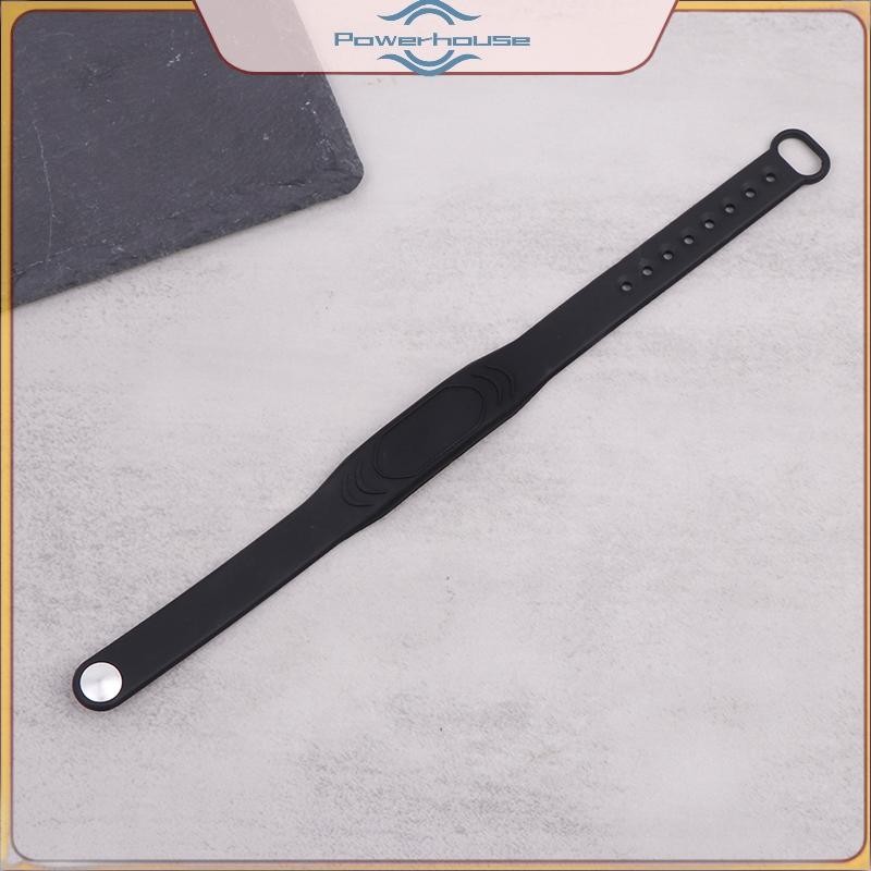 Dây đeo cổ tay RFID silicon đen nguyên chất, điều chỉnh được, chống nước, hỗ trợ 125KHz / 13,56 MHz.