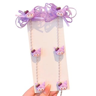 Kawaii Trẻ Em Ren Ruy Băng Hoạt Hình Dễ Thương Cô Gái Buộc Tóc Mũ Đội Đầu Bé Gái Nơ Ngọt Ngào Kẹp Tóc Bện Dây Xích