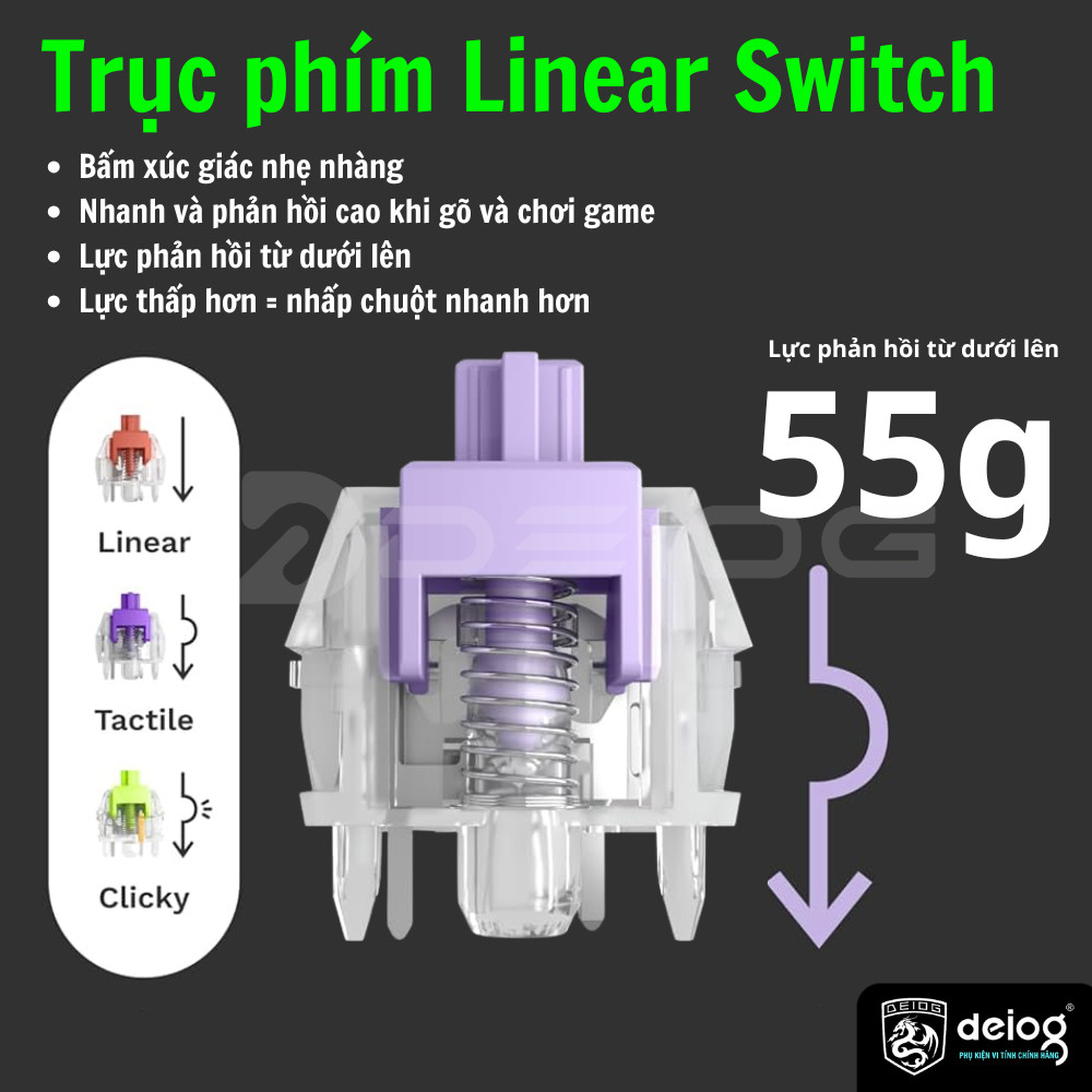 Bàn Phím Cơ Chính Hãng Deiog AK98 Gaming Keyboard 98 Phím Led RGB Liner Switch Núm Xoay Hot Swap