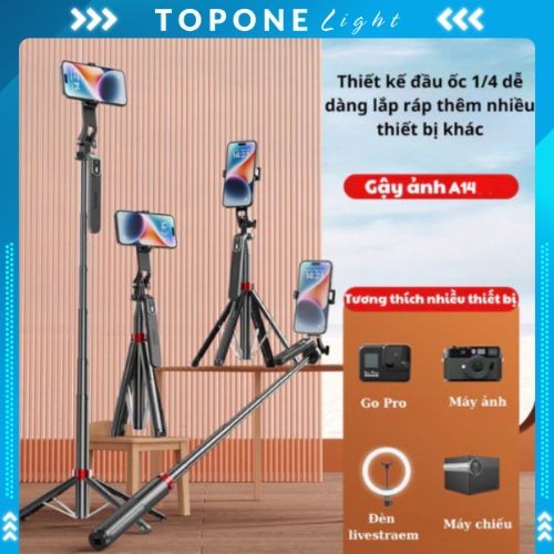 [Hỏa Tốc] Gậy Chụp Ảnh Selfie 4 Chân A14 1M8 Điều Khiển Từ Xa Tripod Chụp Ảnh | Phụ Kiện Top One