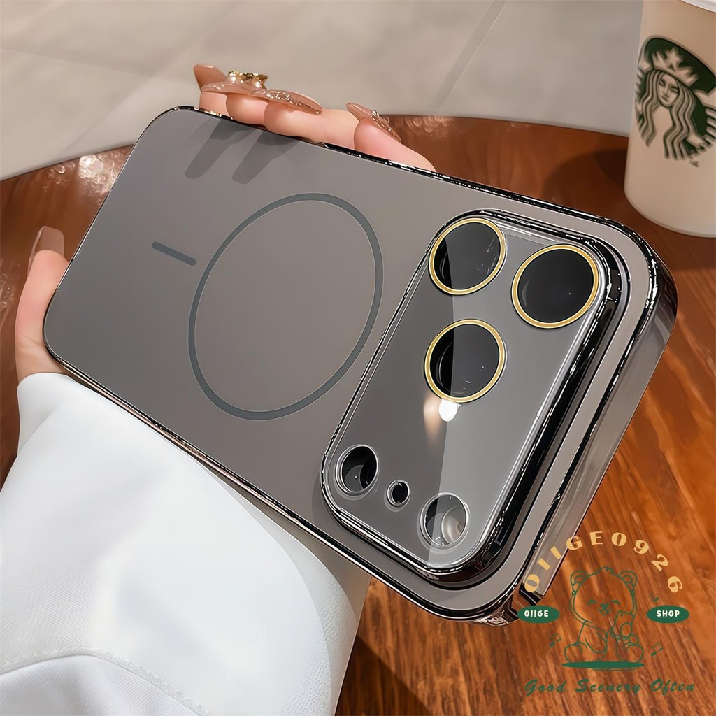 【 Ốp lưng iPhone17 】 Vỏ điện thoại từ tính mờ AG mạ iPhone17 Pro Max 16 15 14 13 12 cho vỏ iPhone Vỏ mềm silicon TPU chống sốc