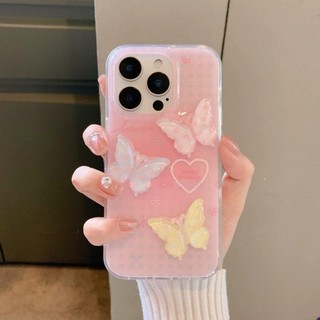 Ốp điện thoại Ins Gradient Bling + Bướm 3D + Dây buộc cho IPhone 11 16 15 14 13 12 Pro Xs Max XR X 7 8 Plus Vỏ viền lấp lánh Vỏ siêu mỏng Vỏ bảo vệ TPU mềm