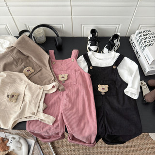 (0-2Yrs) Quần yếm vải nhung trẻ em - Quần Denim bỏ túi gấu mới mùa thu, Dungarees thường ngày & ngoài trời dễ thương cho bé trai và bé gái