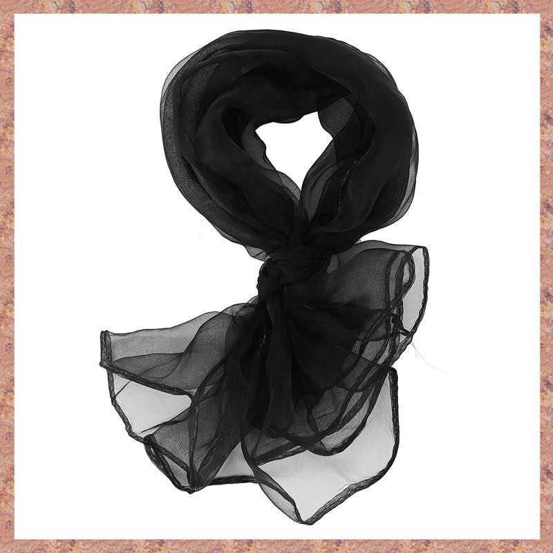 Khăn quàng cổ voan vuông trơn thời trang đen - Kích thước 70 cm x 70 cm