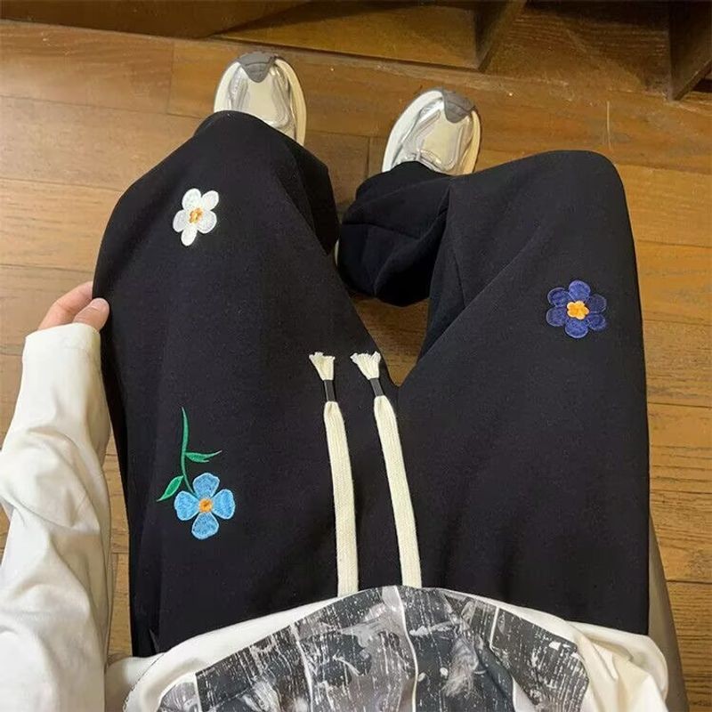 VG Quần Jean Unisex Thêu Họa Tiết 3D Phong Cách Retro Hàng Ngày