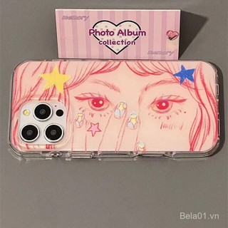 Ốp Điện Thoại Thích Hợp Cho iPhone Graffiti Làm Móng Tay Mắt Lớn Cô Gái Thích Hợp Cho iPhone17pro / 16 / 15 / 14pro Ốp Điện Thoại Lỗ Lớn imd 13 / x Vỏ Bảo Vệ DKOW