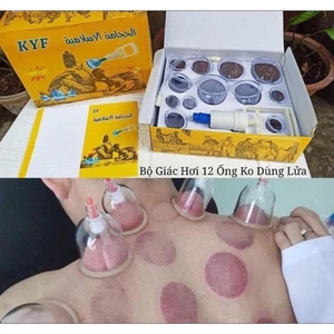 Bộ giác hơi 12 cốc hút, không dùng lửa Có Dây Nối tiện lợi, giúp giảm đau mỏi lưng vai