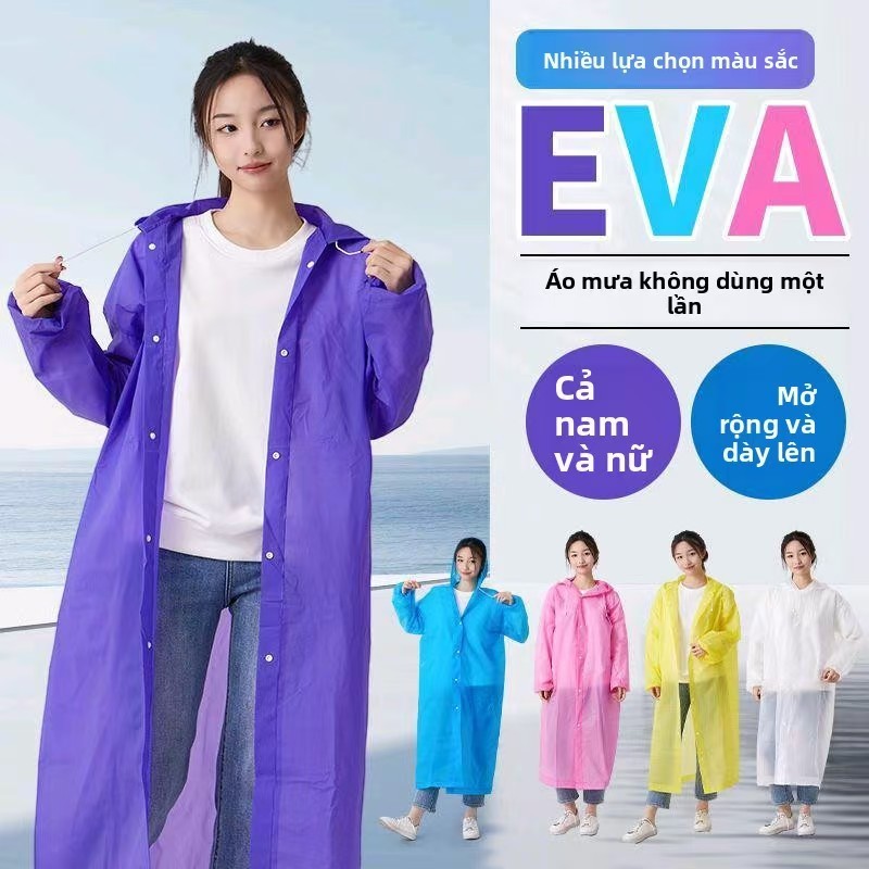 Áo Mưa EVA Phong Cách Đi Lại Nhiều Lần, Thiết Kế Thời Trang Unisex Mỏng Nhẹ