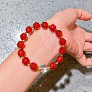[N1096] - Vòng Tay Ngọc Trai Đá Lớn Nhân Tạo Màu Đỏ, Sang Trọng, Móc Cài Chắc Chắn, Phù Hợp Cho Nữ - DAISYN.