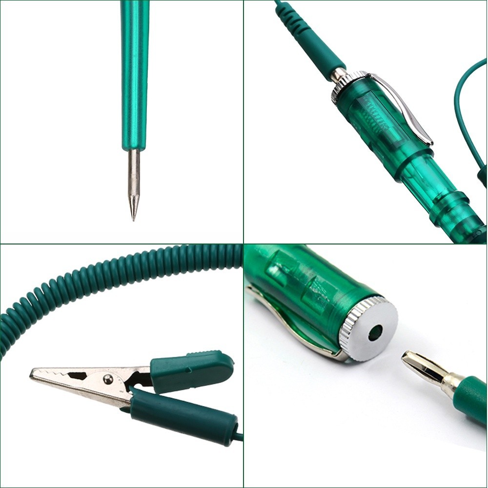 【24H】Bút thử điện DC 6V-24V kèm kẹp cá sấu và cáp cuộn linh hoạt, phù hợp cho thợ sửa chữa ô tô và xe máy chuyên nghiệp