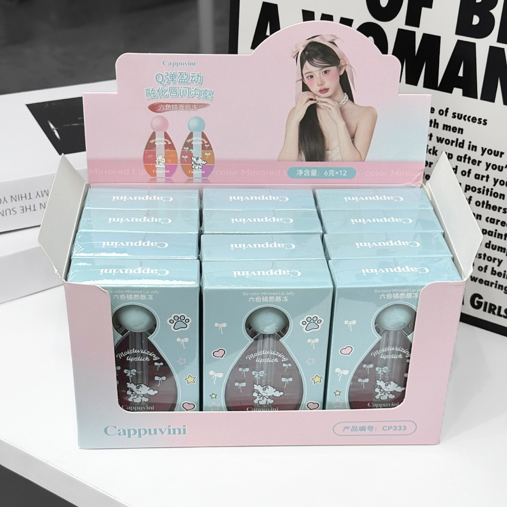 CAPPUVINI [Son bóng gương 6 màu] – Hiệu ứng môi thủy tinh, căng mọng, giá sv, makeup tự nhiên