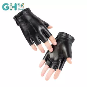 GHX Găng Tay Nam Không Ngón Da PU Động Cơ Punk Găng Tay Nam Găng Tay Bla Nửa Ngón Ngoài Trời Nam Da Lái Xe Găng Tay VN