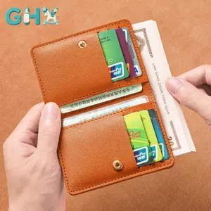 GHX Da PU Màu Trơn Ví Nhỏ Dành Cho Nữ Ngắn Đơn Giản Ví Nữ Có Nút Siêu Mỏng Thẻ Tín Dụng Túi Đựng Tiền Xu VN