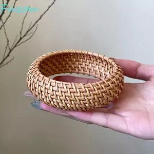 Vòng tay dệt mây FUJIZOU, Vòng tay phong cách dân tộc cổ điển đơn giản, Hình dạng tổ chim thời trang Đồ trang trí kỳ nghỉ cổ điển Vòng tay bện Bohemian Bãi biển