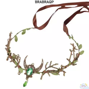 BRBRAA Elven Crown, Trang sức giả tưởng Thiết kế cây nho Elf Tiara, Phụ kiện trang phục thời trang Chủ đề rừng Cổ tích Băng đô Halloween