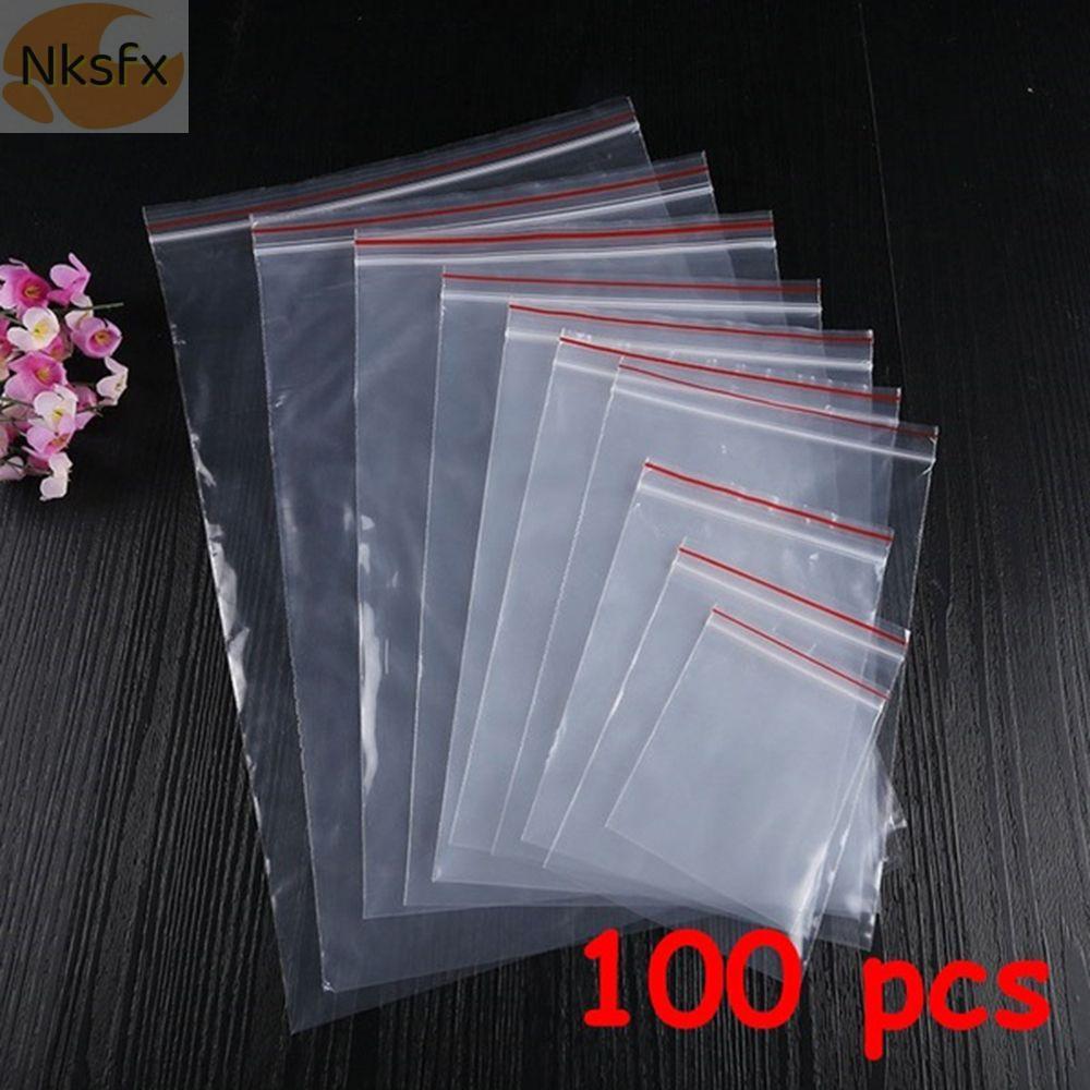 NKSFX 100 Cái / gói Túi Zip Trang Sức Có Thể Đóng Lại Tự Dính Bảo Quản Túi PE