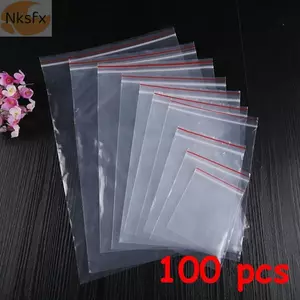 NKSFX 100 Cái / gói Túi Zip Trang Sức Có Thể Đóng Lại Tự Dính Bảo Quản Túi PE