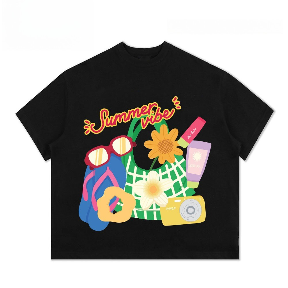 （Giao hàng 24h）Angela Áo thun form Boxy Angela "Summer vibe" unisex nam nữ tay ngắn cổ tròn cotton dày dặn mặc mát
