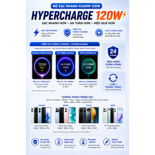 ⚡BJ Sạc Siêu Nhanh 120W Max Kèm Dây Type C Tương Thích Toàn Bộ Điện Thoại Xiaomi Redmi Poco OppoSạc Nhanh Không Nóng Máy