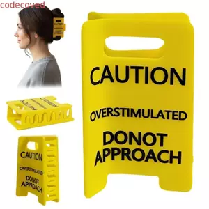 CODECOVED Dấu hiệu cảnh báo Kẹp tóc, Kẹp móng vuốt tóc kích thích mạnh màu vàng rực rỡ, Thiết lập ranh giới S / L Dấu hiệu cảnh báo mô phỏng quá mức Cảnh báo đuôi ngựa Giá đỡ tóc dày