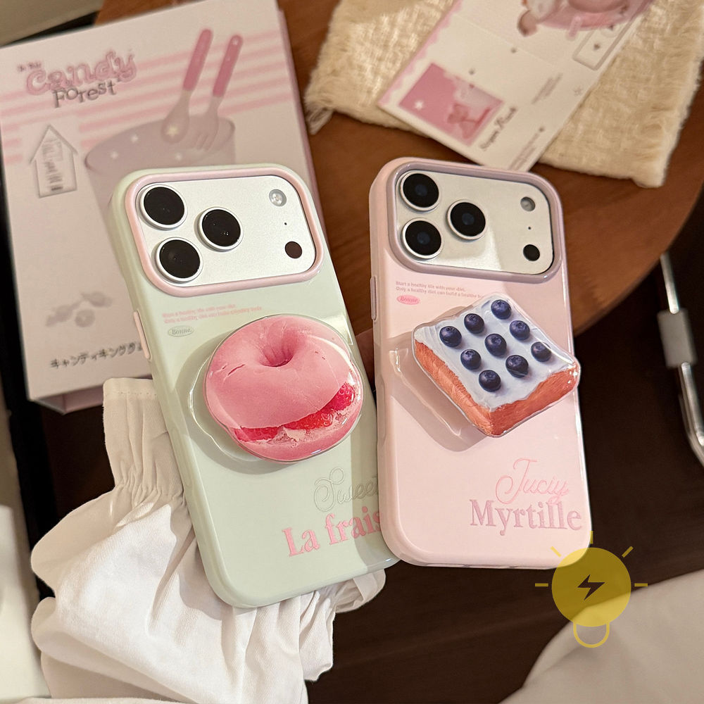 Phone Case For iPhone 17 Pro Max 16 15 14 13 with Griptok TPU Matcha Bagel with Griptok Aesthetic Korean Cute