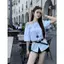 Kích thước lớn Mùa hè Thắt lưng phong cách mới Thiết kế vai dáng rộng Top eo hẹp Áo thun ngắn tay Hot Girl