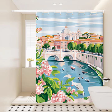 Phong Cách Bắc Âu Rèm Cửa Tắm Phong Cách Tươi Đẹp Paris Tranh Sơn Dầu Phòng Tắm Chống Thấm Nước Dày Tắm Rèm Chống Bẩn Rèm Cửa Vệ Sinh