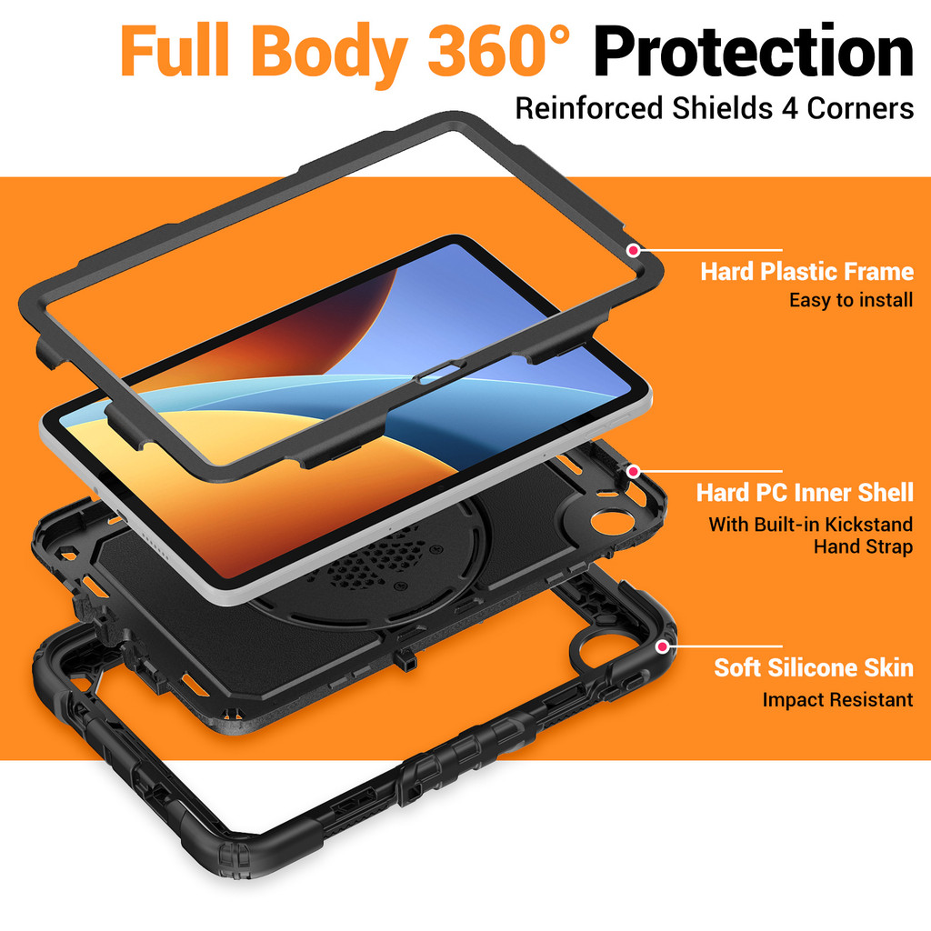 Ốp Lưng Cho Xiaomi Poco Pad C1 9.7 Inch 2026 Cho Redmi Pad 2 9.7 "4G Wifi 9.7" 2026 360° Dây đeo bảo vệ xoay Vỏ máy tính bảng Vỏ bọc chân đế chống sốc