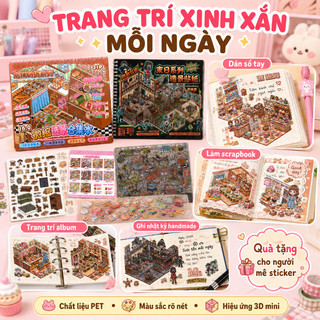 Sticker 3D cảnh mini – Chất liệu PET, dễ thương – Dùng trang trí sổ tay, nhật ký handmade – Tạo điểm nhấn sáng tạo
