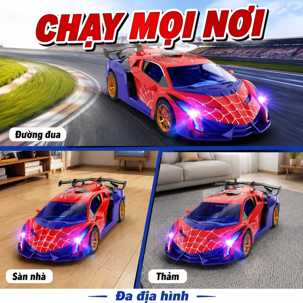 Mô hình xe siêu ô tô Người Nhện điều khiển từ xa tay cầm dễ dùng cho người mới Quà sinh nhật bé trai