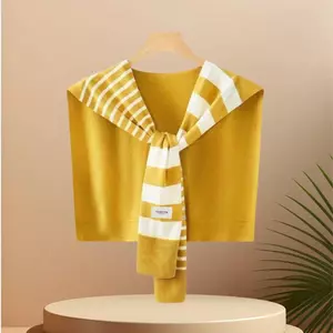 Khăn choàng sọc mùa xuân thu phong cách mới Phụ kiện phù hợp với áo ghi lê Điều hòa không khí Áo sơ mi phù hợp Khăn dệt kim Shoul