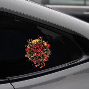 Guochaolong Totem Ngọn Lửa Nguyên Tố Vòi Xe Điện Xe Máy Trang Trí Ô Tô Bình Nhiên Liệu Bao Tam Giác Cửa Sổ Xe Miếng Dán 26.3.22