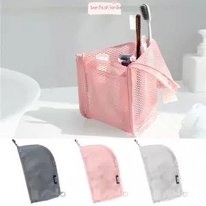 Túi đựng cọ trang điểm ITRUMPET, Túi đựng mỹ phẩm có dây kéo, Túi đựng mỹ phẩm có giá đỡ lưới di động Phòng tắm