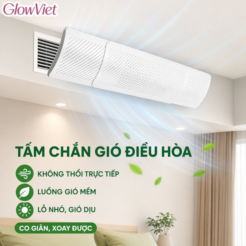 Tấm Chắn Gió Điều Hòa Âm Trần Co Giãn Xoay 180 Độ Chống Thổi Trực Tiếp Tán Gió Mềm