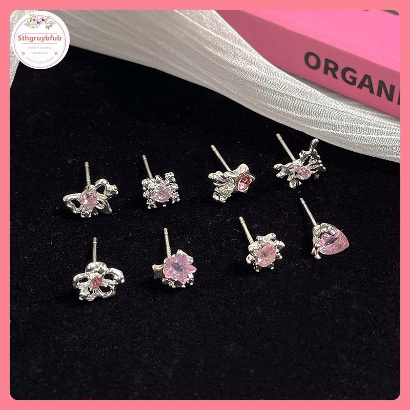 STHB 6 Chiếc Thời Trang Trái Tim Ngọt Ngào Bông Tai Dành Cho Nữ Bé Gái Cá Tính Thời Trang Tính Khí Bông Tai Trang Sức Phụ Kiện Quà Tặng VN