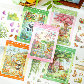 ENWEI 37 Cái [Blooming Meadow Art Series] Nhãn dán phong cảnh Mục vụ Nông nghiệp Hoa anh đào Cây hoa hình hoa anh đào Trang trí tạp chí