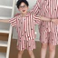Tất cả bằng Cotton a-like Gạc Nhỏ Ve Áo Bộ Đồ Ngủ Ngắn Tay Trẻ Em Bộ Đồ Ngủ Loungewear Cha Mẹ-