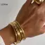LUImo Punk Màu Vàng Lắc Tay Dành Cho Nữ Hợp Thời Trang Thép Không Gỉ Không Phai Màu Vòng Tay Bohemian Trang Sức Thời Trang Phụ Kiện Quà Tặng SBS