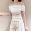 Áo thun ngắn tay kiểu Pháp Pure Desire Ren khâu vai nghiêng dành cho nữ Thiết kế mùa hè có dây Slim
