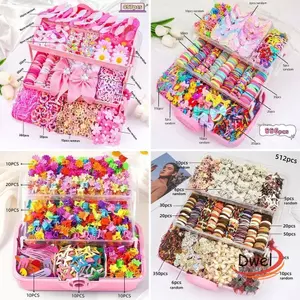 Bộ phụ kiện tóc DWEL, Kẹp tóc bằng nhựa bằng vải, Nơ đầy màu sắc Barrettes Kiểu tóc đuôi ngựa