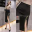 Phụ Nữ Gợi Cảm Bên Chia Bodycon Váy Nữ Thời Trang Đen Công Sở Váy Midi