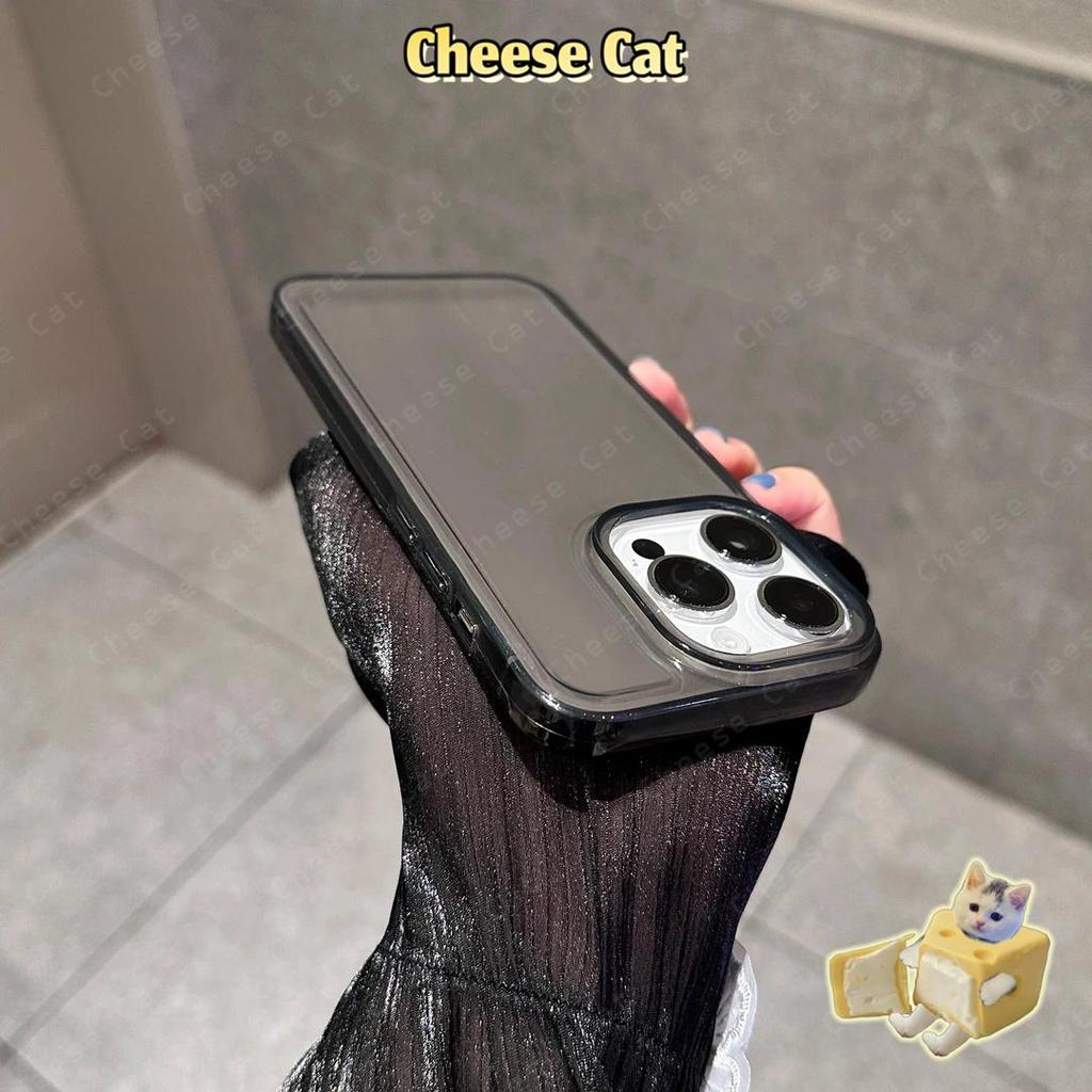 Ốp điện thoại trong suốt màu đen cho iPhone 13 14 15 12 11 16 17 Pro Max Xs Max XR 7 8 Plus