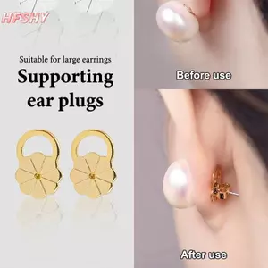 HFSHY 2 Chiếc Bông Tai Nâng Cho Đinh Nặng Tai An Toàn Ba Nút Chặn Ngăn Ngừa Bông Tai Nghiêng Hoa Mai Tai Cắm Mũ Trang Sức Làm Phụ Kiện VN