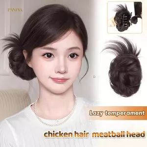 PNPIA- Kẹp Tóc Chien Buộc Bên Tóc Giả Kẹp Giả Mô Phỏng Tóc Giả Và Hoa Bud Kéo, Đầu Cuộn Tóc Hiện Vật Túi Tóc Giả