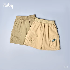 [ILABY 10-35kg] Quần short bé trai, quần đùi túi hộp tròn chiết ly phong cách cho bé trai [3158]