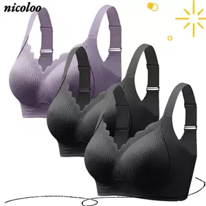 Áo ngực liền mạch NICOLOO, Áo ngực không dây hỗ trợ mềm mại thoáng khí, Quần lót Pilates có gân lưng đẹp chống chảy xệ Mặc hàng ngày